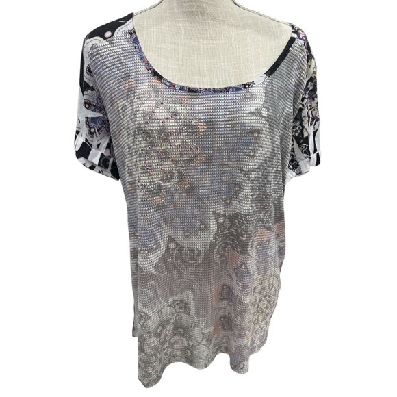JM Collection Womens Multi-Color Printed Top XL - Picture 1 of 8